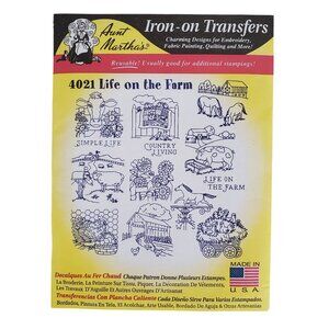 Aunt Martha's Iron On Transfers Life on the Farm Embroidery Quilt Reusable 4021